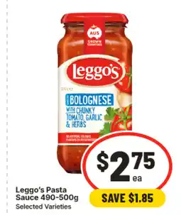 IGA Leggo's pasta sauce 490-500g offer