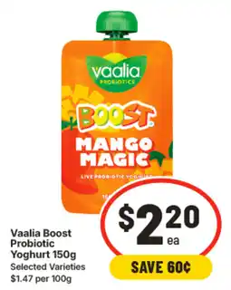 IGA Vaalia boost probiotic yoghurt 150g offer