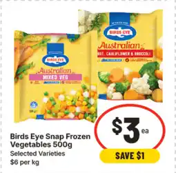 IGA Birds eye snap frozen vegetables 500g offer