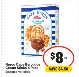 IGA Norco cape byron ice cream sticks 4 pack offer