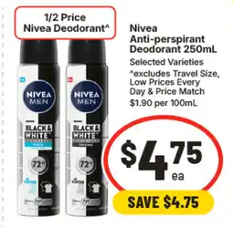 IGA Nivea anti-perspirant deodorant 250ml offer
