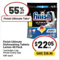 IGA Finish Ultimate Dishwashing Tablets Lemon 46 Pack offer