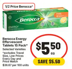 IGA Berocca energy effervescent tablets 15 pack offer