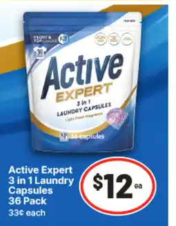 IGA Active expert 3 in 1 laundry capsules 36 pack offer
