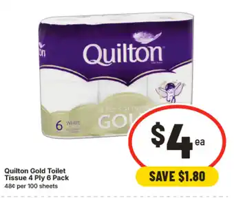 IGA Quilton gold toilet tissue 4 ply 6 pack offer