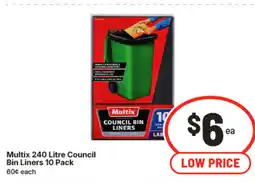 IGA Multix 240 litre council bin liners 10 pack offer