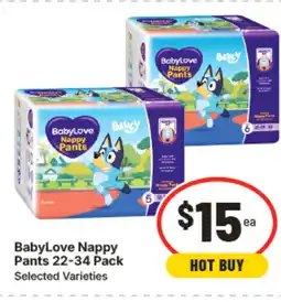 IGA Babylove nappy pants 22-34 pack offer