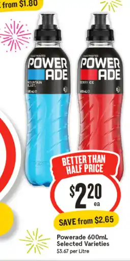 IGA Powerade 600ml offer