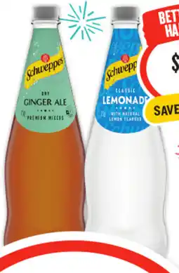 IGA Schweppes mixers, soft drinks or natural mineral water 1.1 litre offer