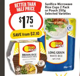 IGA SunRice Microwave Rice Cups 2 Pack or Pouch 250g offer