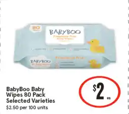 IGA Babyboo baby wipes 80 pack offer