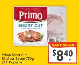 Supa Valu Primo Short Cut Rindless Bacon offer