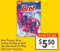 Supa Valu Bref Power, Blue Active 2x50g or Bref Spa Moment 2x100g offer