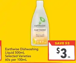 Supa Valu Earthwise dishwashing liquid 500ml offer