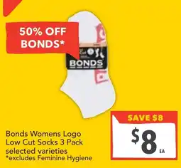 Supa Valu Bonds womens logo low cut socks 3 pack offer