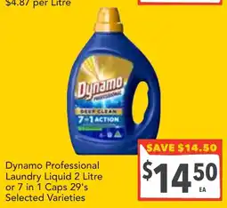Supa Valu Dynamo Professional Laundry Liquid 2 Litre or 7 in 1 Caps 29's offer