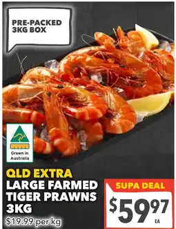 Supa Valu Qld extra large farmed tiger prawns 3kg offer