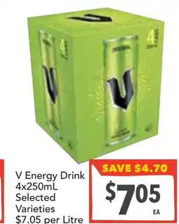 Supa Valu V Energy Drink 4x250mL offer