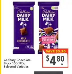 Supa Valu Cadbury chocolate block 150-190g offer