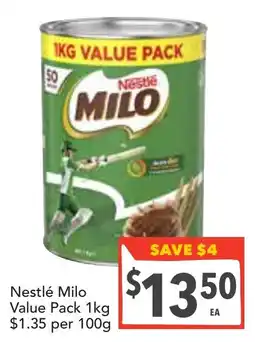 Supa Valu Nestlé milo value pack 1kg offer