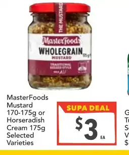 Supa Valu MasterFoods Mustard 170-175g or Horseradish Cream 175g offer
