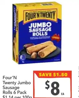 Supa Valu Four'N Twenty Jumbo Sausage offer