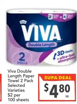 Supa Valu Viva double length paper towel offer