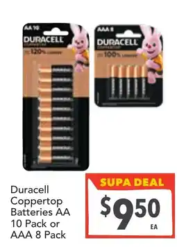 Supa Valu Duracell coppertop batteries aa or aaa offer