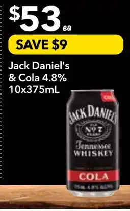 Supa Valu Jack daniel's & cola 4.8% offer