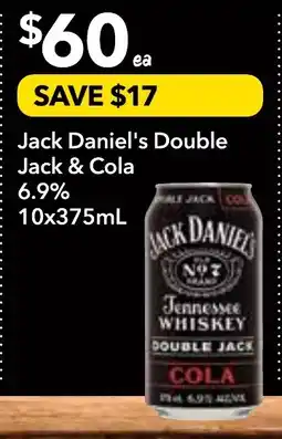 Supa Valu Jack daniel's double jack & cola offer