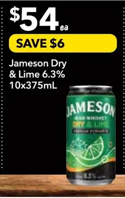 Supa Valu Jameson dry & lime 6.3% offer