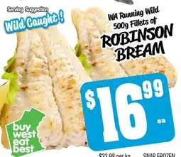 Farmer Jack's Wa running wild fillets of robinson wild caught! bream offer