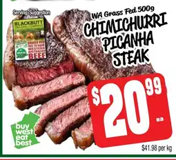 Farmer Jack's Wa grass fed 500g chimichurri picanha steak offer
