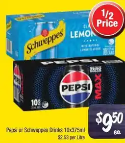 Farmer Jack's Pepsi or Schweppes Drinks offer