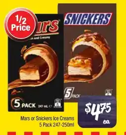 Farmer Jack's Mars or Snickers Ice Creams offer