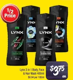 Farmer Jack's Lynx 3 in 1 Body, Face & Hair Wash offer