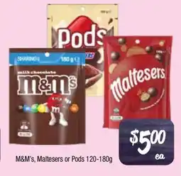 Farmer Jack's M&m's, maltesers or pods offer