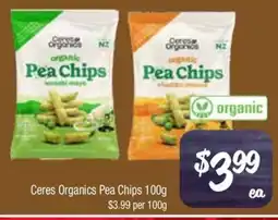 Farmer Jack's Ceres organics pea chips offer