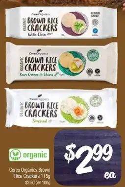 Farmer Jack's Ceres organics brown rice crackers offer