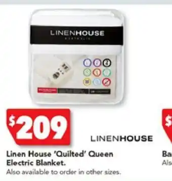 Harvey Norman Linen House 'Quilted' Queen Electric Blanket offer