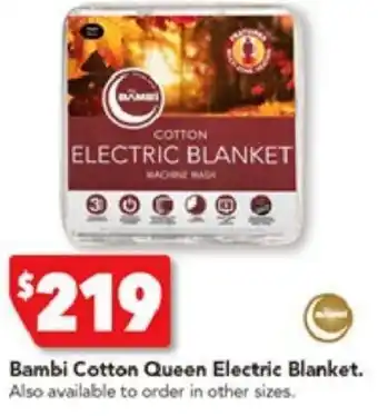 Harvey Norman Bambi Cotton Queen Electric Blanket offer