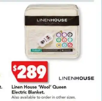 Harvey Norman Linen House 'Wool' Queen Electric Blanket offer