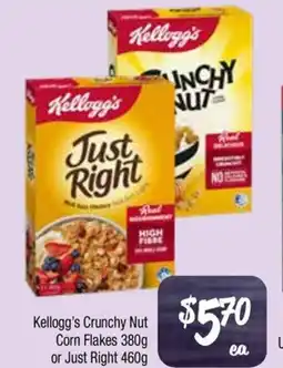 Farmer Jack's Kellogg's Crunchy Nut Corn Flakes or Just Right offer