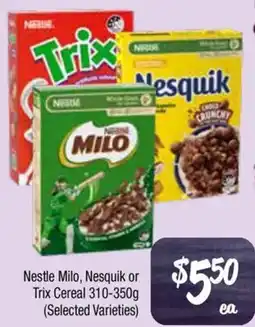Farmer Jack's Nestle Milo, Nesquik or Trix Cereal 310-350g offer