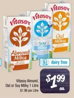 Farmer Jack's Vitasoy Almond, Oat or Soy Milky offer