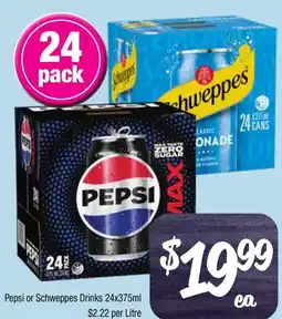 Farmer Jack's Pepsi or schweppes drinks offer
