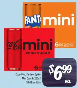 Farmer Jack's Coca-cola, fanta or sprite mini cans offer