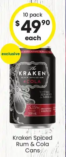 The Bottle O Kraken spiced rum & cola cans offer