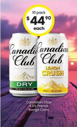 The Bottle O Canadian club 4.8% premix range cans offer