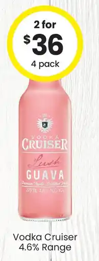 The Bottle O Vodka cruiser 4.6% range offer